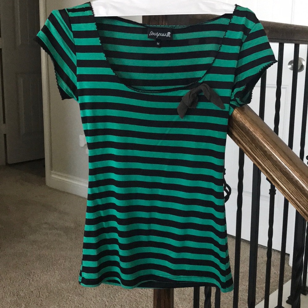 Green/black striped Sourpuss shirt